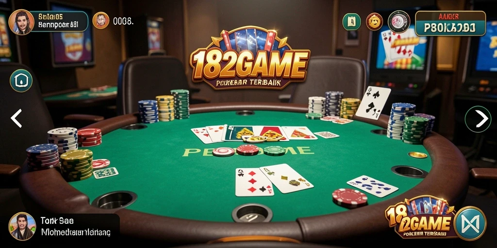 Tampilan gameplay Poker yang seru dan menegangkan di 182GAME.