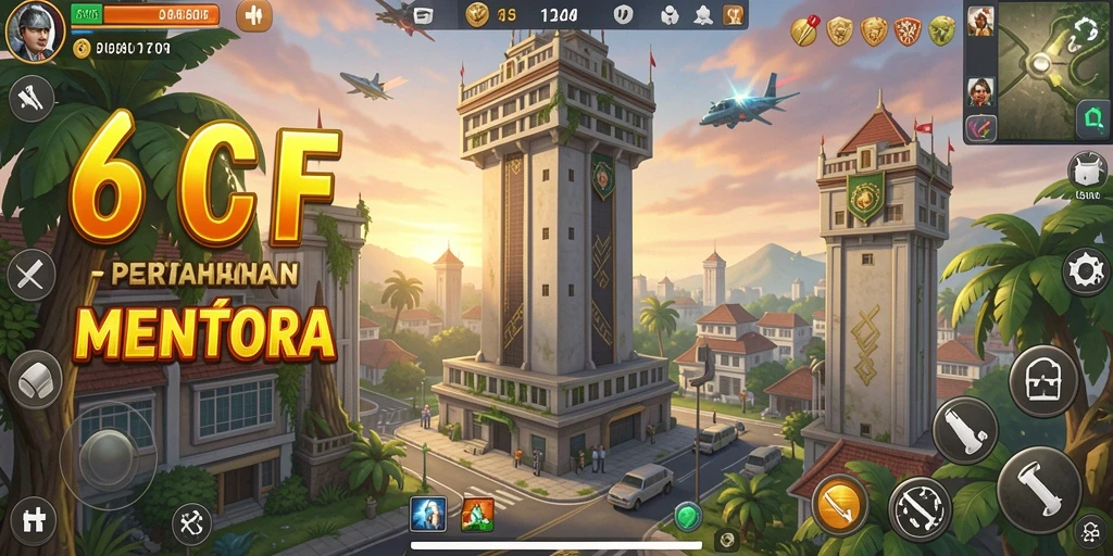 Tampilan gameplay 6CF yang penuh strategi Tower Defense.
