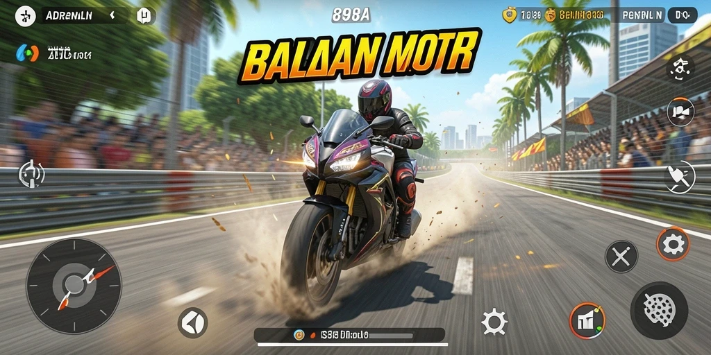 Tampilan gameplay seru balapan motor di 898A.