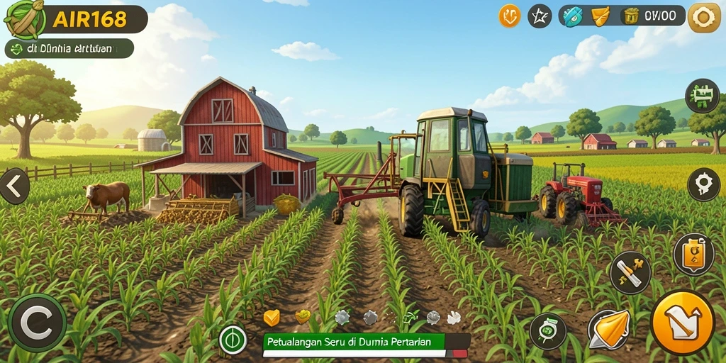 Tampilan screenshot utama AIR168 menunjukkan gameplay seru berkebun.