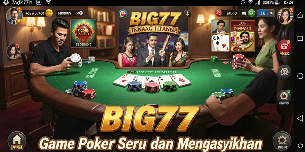 Gameplay seru Poker di BIG77 dengan interaksi pemain.
