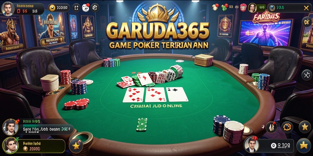 Tampilan antarmuka permainan Poker di GARUDA365 yang menarik dan interaktif.