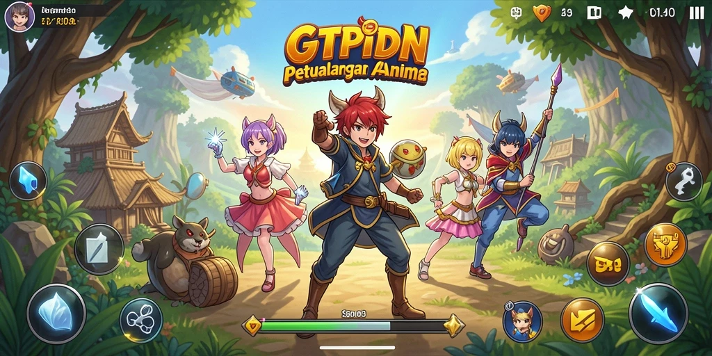 Tampilan gameplay seru dan dinamis di GTPIDN dengan karakter anime ikonik.