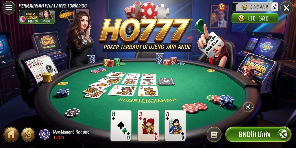 Tampilan menarik dari gameplay seru di aplikasi poker HO777.