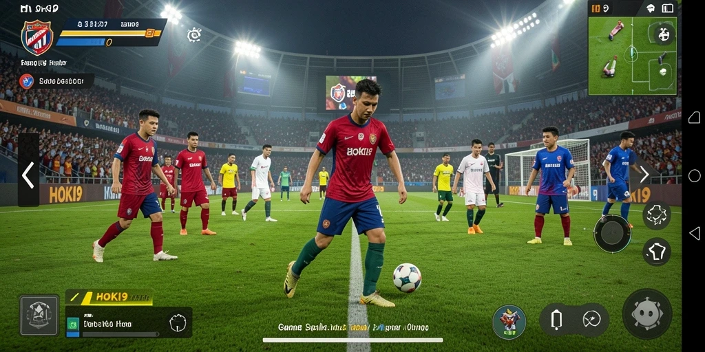 Tampilan seru dari gameplay HOKI9 dengan aksi sepak bola nyata.