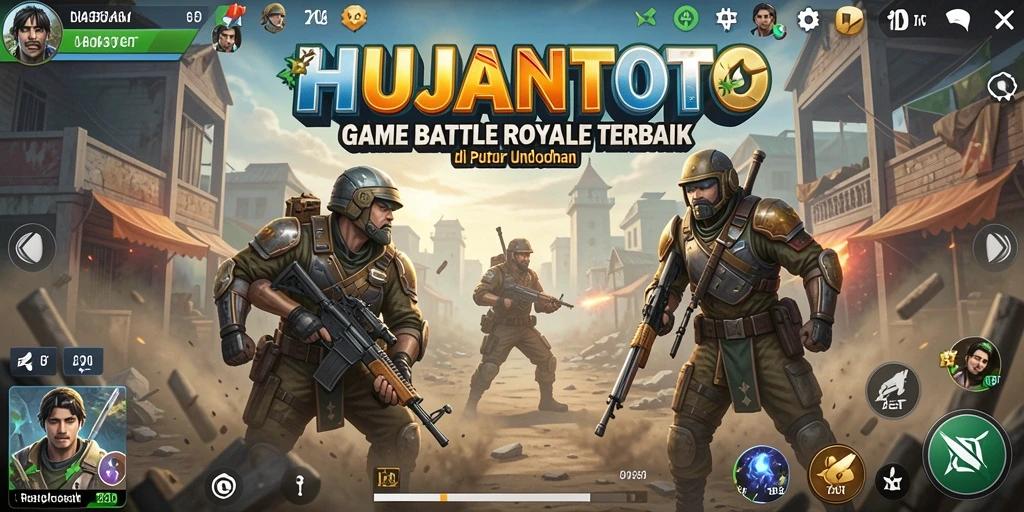 Screenshot gameplay penuh aksi dari HUJANTOTO di arena Battle Royale.