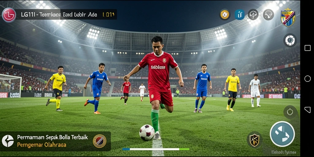 Tampilan gameplay menarik dari LG111 dengan aksi sepak bola yang dinamis.