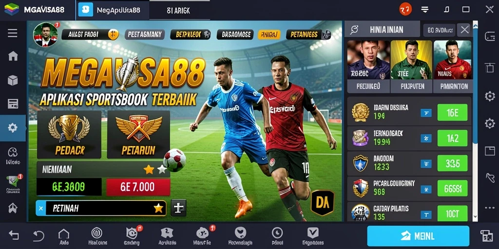 Tampilan antarmuka pengguna MEGAVISA88 yang menarik dalam game Sportsbook.