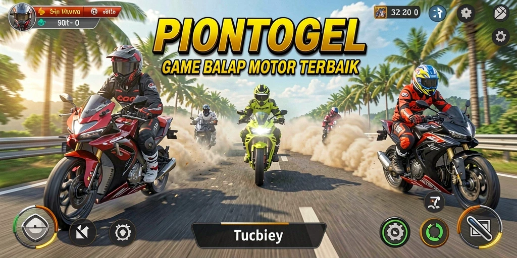 Gameplay PIONTOGEL dengan balapan motor yang menegangkan.