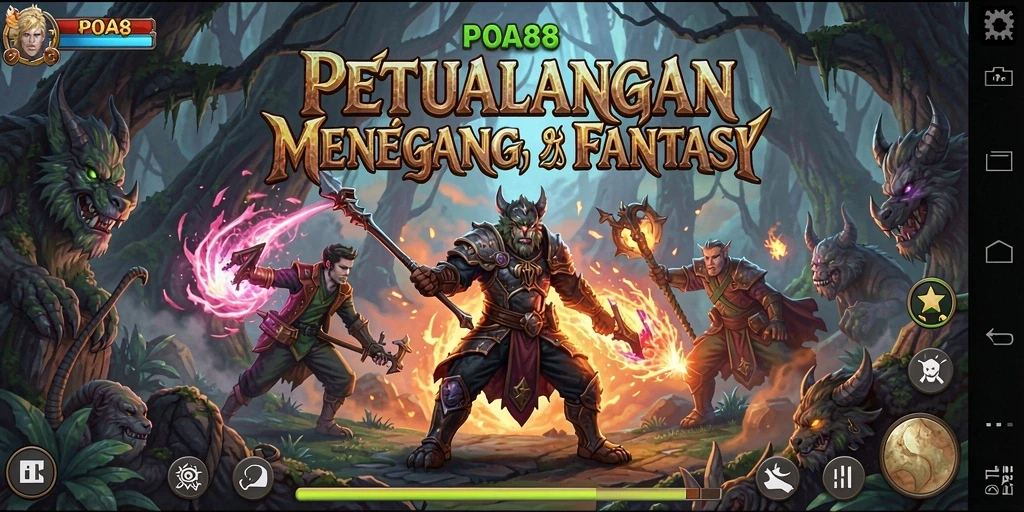 Screenshot gameplay utama POA88 yang menunjukkan aksi petualangan seru.