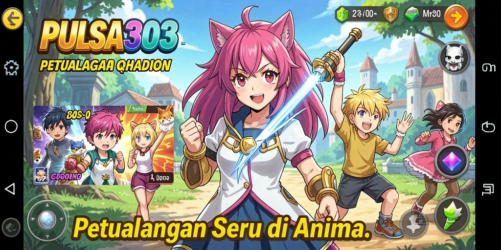Screenshot dari gameplay PULSA303 yang menampilkan aksi karakter Anime.