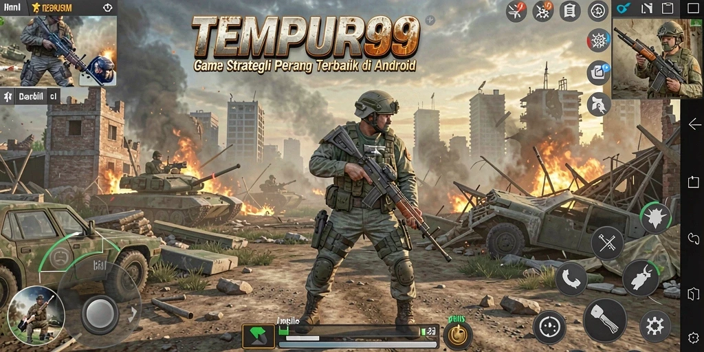 Tampilan gameplay TEMPUR99 yang penuh aksi dan strategi mendebarkan.