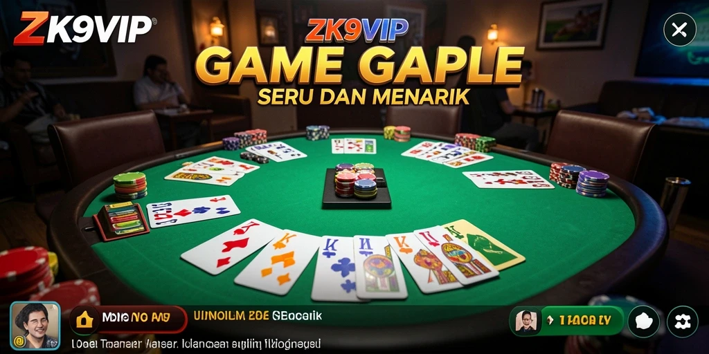Tampilan gameplay Gaple yang seru dan menarik di ZK9VIP.